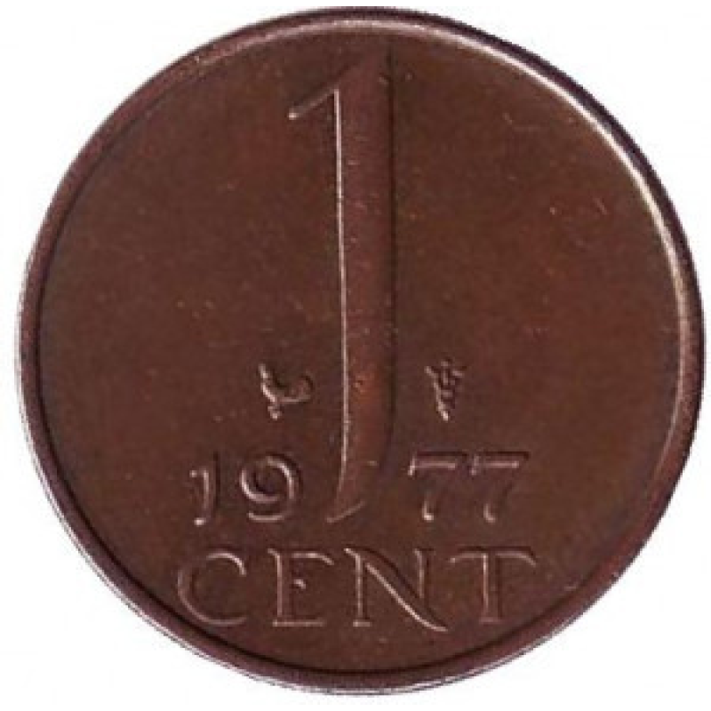 1 цент. 1977 рік, Нідерланди. UNC 1 цент. 1977 рік, Нідерланди. UNC