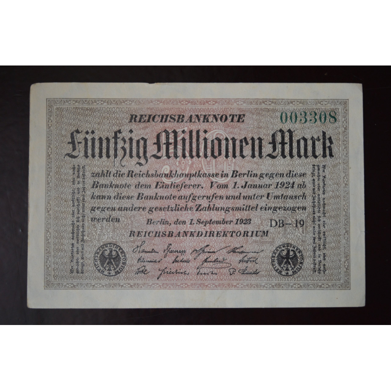 Німеччина 50000000 марок(50 мільйонів) 1923 р(Р-1)5 Німеччина 50000000 марок(50 мільйонів) 1923 р(Р-1)5