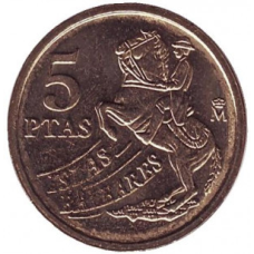 Балеарські острови. Монета 5 песет. 1997 рік, Іспанія.(Г)