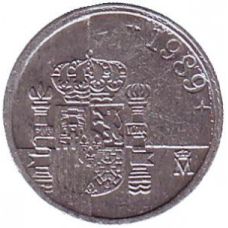 Монета 1 песета. 1989-2001 рік, Іспанія. (Новий тип)(Р)