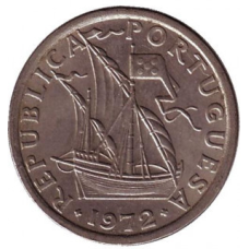 Монета 2,5 эскудо. 1963-85 год, Португалия.(Г)