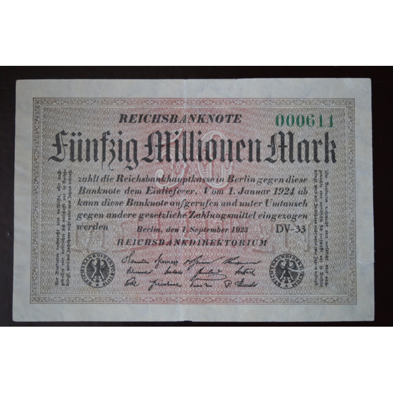 Німеччина 50000000 марок(50 мільйонів) 1923 р(Р-1)1 Німеччина 50000000 марок(50 мільйонів) 1923 р(Р-1)1