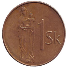 Мадонна з немовлям. Монета 1 крона. 1993 рік, Словаччина. (БЕ)
