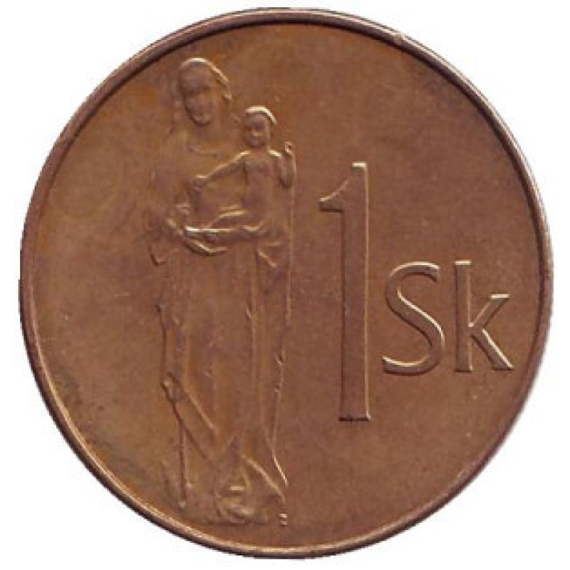 Мадонна з немовлям. Монета 1 крона. 1993 рік, Словаччина. (БЕ)