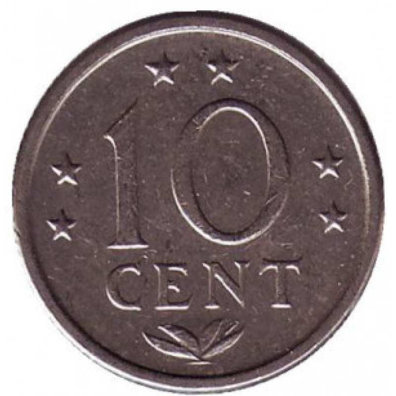 Монета 10 центів. 1971 рік, Нідерландські антильські острови. Монета 10 центів. 1971 рік, Нідерландські антильські острови.
