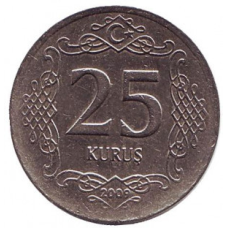 25 курушів. 2009,10,18 рік, Туреччина.(Г)