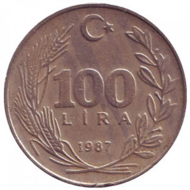 Монета 100 лір. 1987 рік, Туреччина.(Г) Монета 100 лір. 1987 рік, Туреччина.(Г)