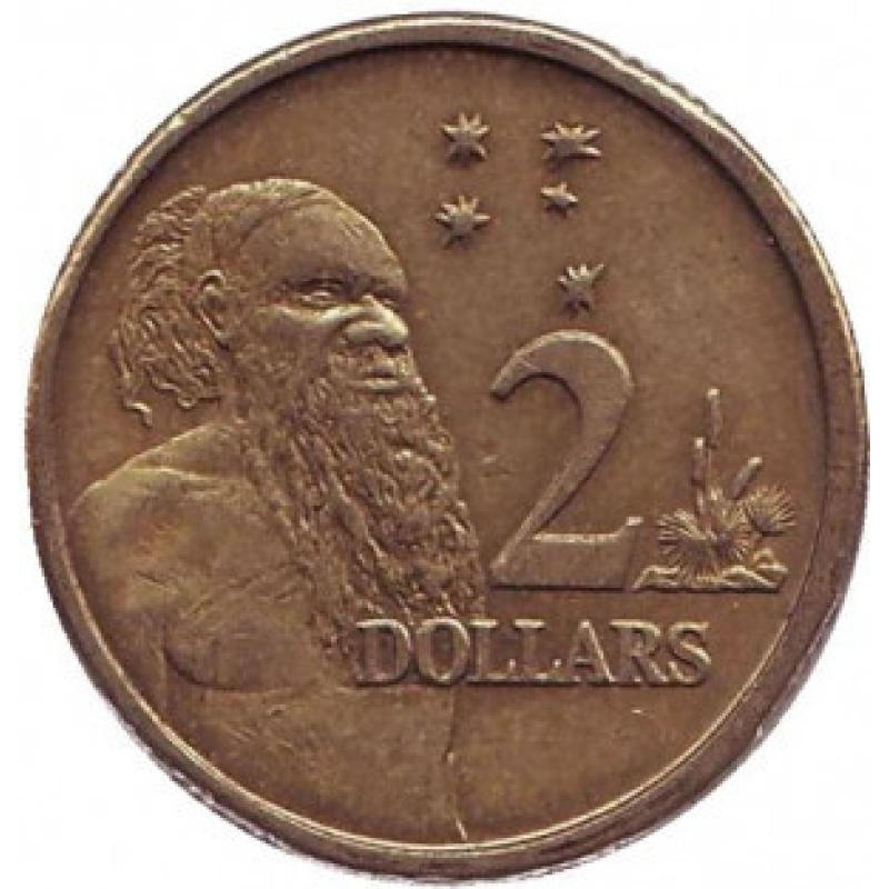 Старійшина аборигенів. Монета номіналом 2 долари. 1997 рік, Австралія. (БЖ) Старійшина аборигенів. Монета номіналом 2 долари. 1997 рік, Австралія. (БЖ)