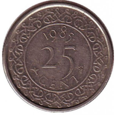Монета 25 центів. 1985 рік, Сурінам.(БК)