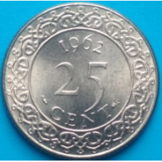 Монета 25 центів. 1962 рік, Сурінам.(БК)