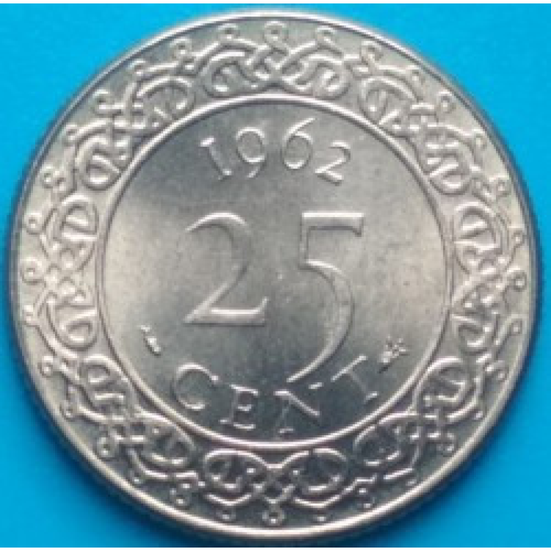 Монета 25 центів. 1962 рік, Сурінам.(БК)