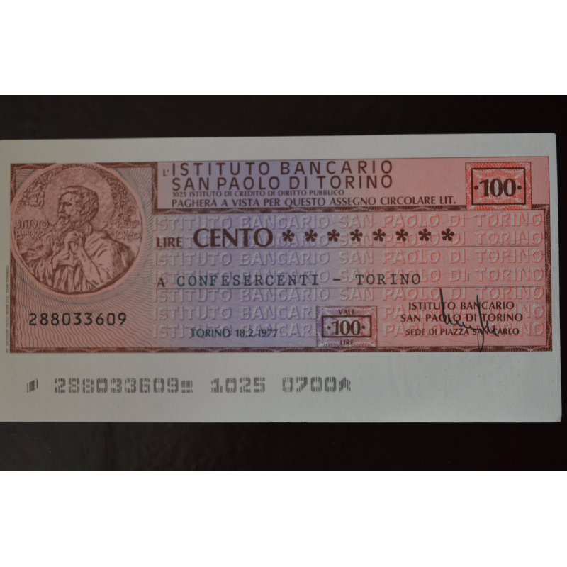 Чек. Італія 100 Лір 1976год (ЧК-1) ЛОТ 36 Чек. Італія 100 Лір 1976год (ЧК-1) ЛОТ 36