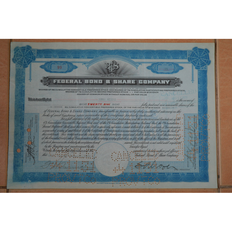 Акція. США. 1930 рік №99 (Р-1.42)