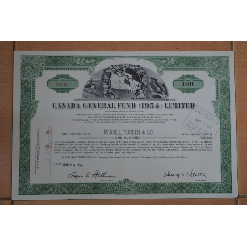 Акція. США. 1954 рік №24027 (М-1.51)