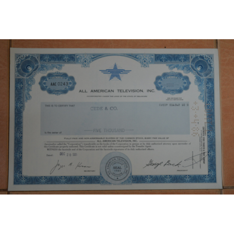 Акція. США. 1985 рік №0243 (Р-1.56) Акція. США. 1985 рік №0243 (Р-1.56)