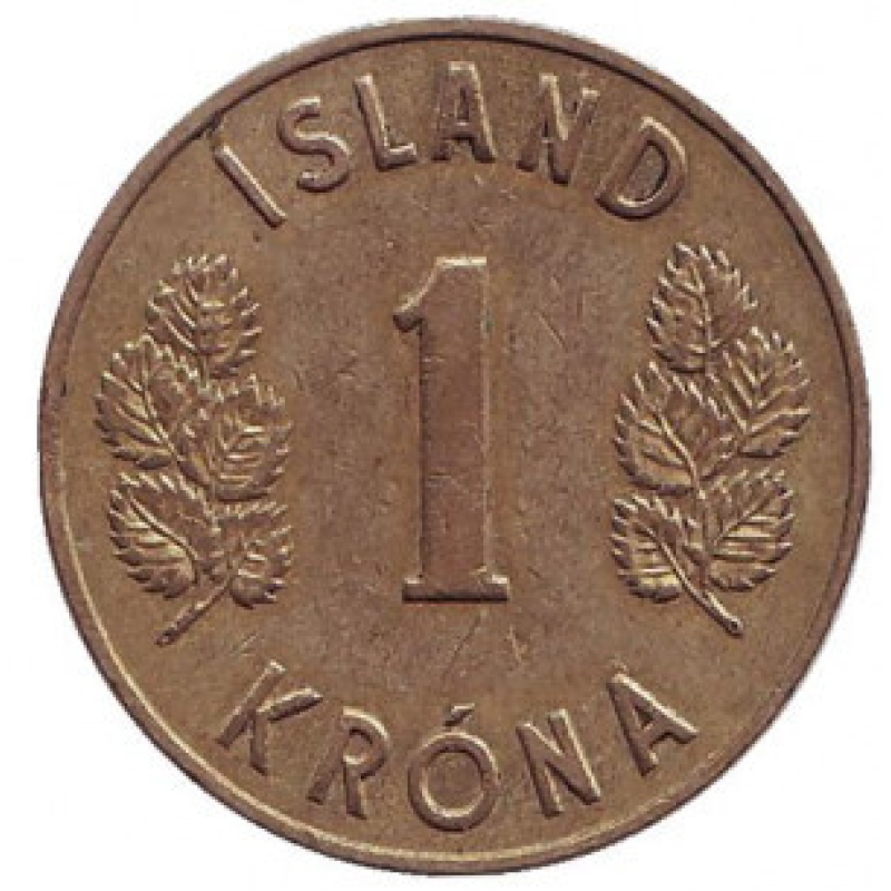 Монета 1 крона. 1946 рік, Ісландія. (АЛ) Монета 1 крона. 1946 рік, Ісландія. (АЛ)