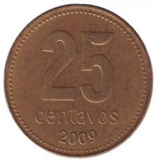 Ратуша Буенос-Айреса. Монета 25 сентаво. 2009,10 рік, Аргентина..(АМ)