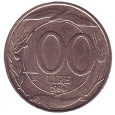 Монета 100 лір. 1993-2001 рік, Італія..(АМ)