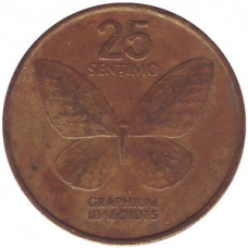 Метелик. Монета 25 сентимо. 1984,90 рік, Філіппіни. (БГ)
