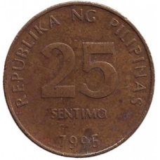 Монета 25 сентимо. 1995 рік, Філіппіни.. (БГ)