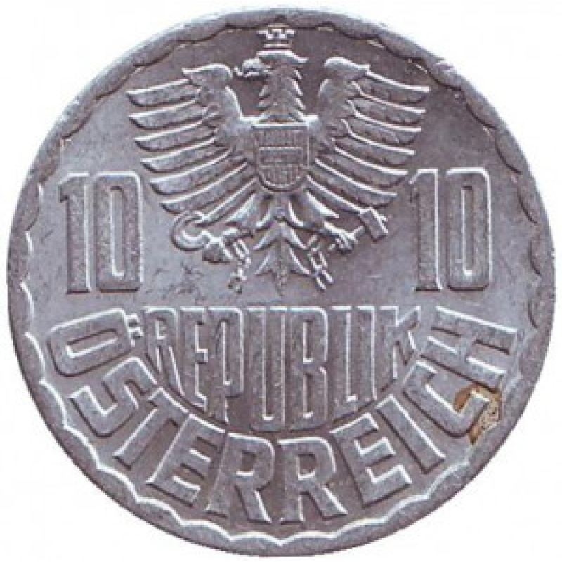 10 грошів. 1946-2001 рік, Австрія. (Г) 10 грошів. 1946-2001 рік, Австрія. (Г)