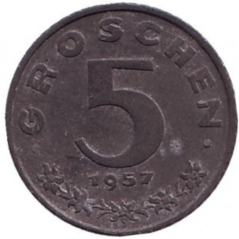 Імперський орел. Монета 5 грошів. 1957,48 рік, Австрія..(Р) Імперський орел. Монета 5 грошів. 1957,48 рік, Австрія..(Р)