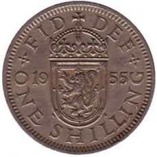 Монета 1 шилінг. 1955 рік, Великобританія. (Герб Шотландії). (В)