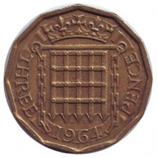 Монета 3 пенси. 1954-1970 рік, Великобританія. (В)