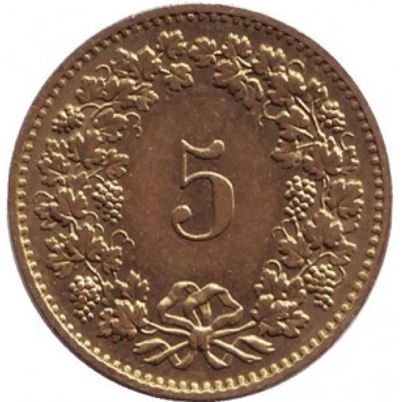 Монета 5 раппенов. 1981 рік, Швейцарія. Монета 5 раппенов. 1981 рік, Швейцарія.