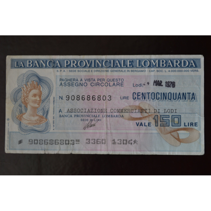 Чек. Італія 150 Лір 1976год (ЧК-1) ЛОТ 27 Чек. Італія 150 Лір 1976год (ЧК-1) ЛОТ 27