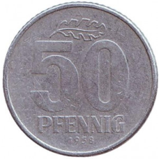 Монета 50 пфенігів. 1958 рік, НДР. (Г)