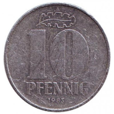 Монета 10 пфенігів. 1971,83 рік, НДР. (Г)