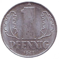 Монета 1 пфеніг. 1948-90 рік, НДР.(Г)