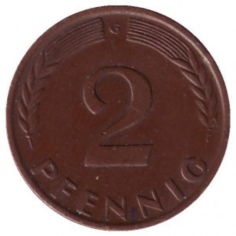 Дубове листя. Монета 2 пфеннига. 1948-89 рік (G), ФРН..(Р) Дубове листя. Монета 2 пфеннига. 1948-89 рік (G), ФРН..(Р)