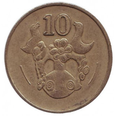 Декоративна ваза. Монета 10 млн. 1983-2004 рік, Кіпр.(Г)