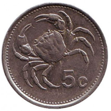 Краб. Монета 5 центів. 1986,98 рік. Мальта.(АТ)