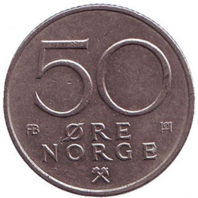 Монета 50 ері. 1978 рік, Норвегія.(АС) Монета 50 ері. 1978 рік, Норвегія.(АС)