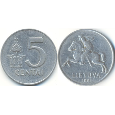 Монета 5 Цент Литва (1991 - ) Алюміній (АА)