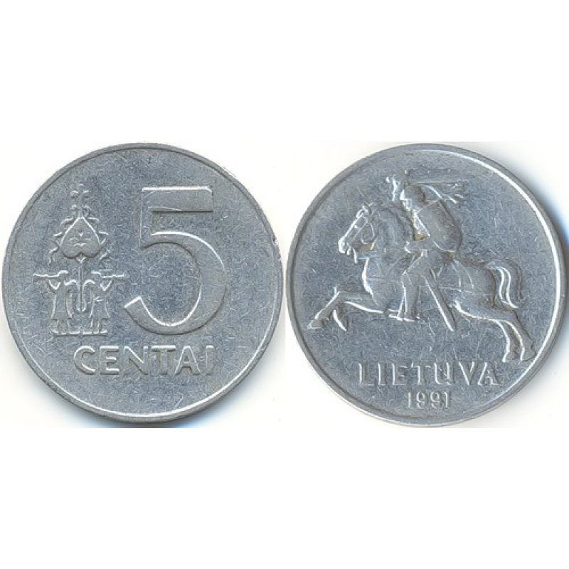 Монета 5 Цент Литва (1991 - ) Алюміній (АА) Монета 5 Цент Литва (1991 - ) Алюміній (АА)