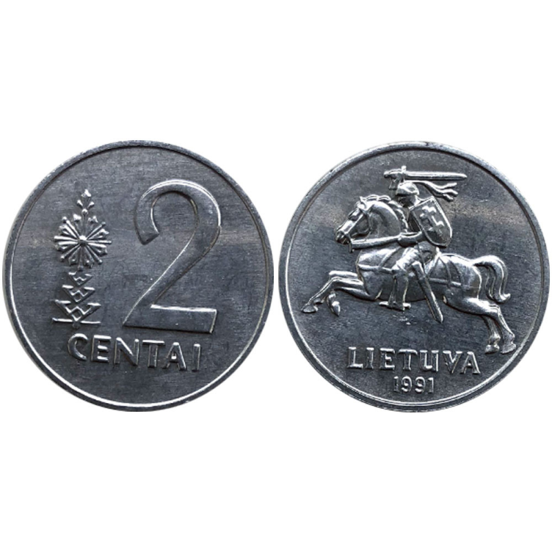 Монета 2 Цент Литва (1991 - ) Алюміній (АА) Монета 2 Цент Литва (1991 - ) Алюміній (АА)
