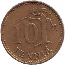 Монета 10 пенні. 1963 рік, Фінляндія.(БЖ)