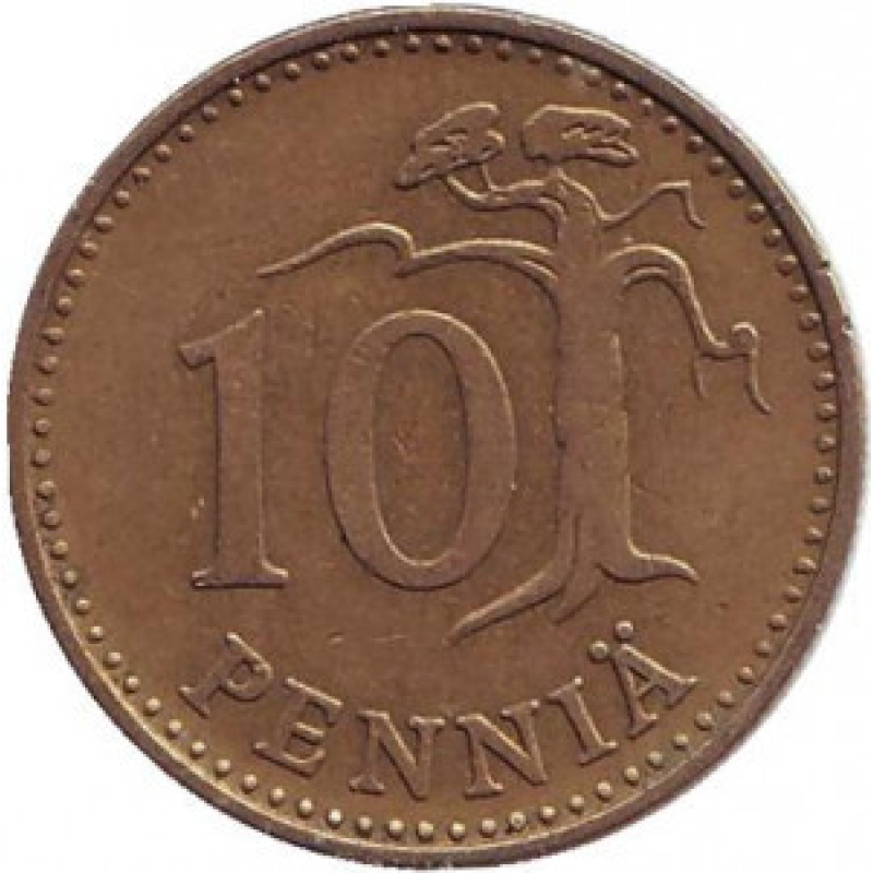 Монета 10 пенні. 1963 рік, Фінляндія.(БЖ) Монета 10 пенні. 1963 рік, Фінляндія.(БЖ)