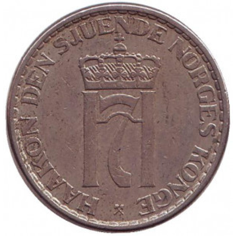 Монета 1 крона. 1951,53,54,57 рік, Норвегія. (БД) Монета 1 крона. 1951,53,54,57 рік, Норвегія. (БД)