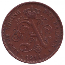 Монета 2 сантима. 1911 рік, Бельгія. (Der Belgen)