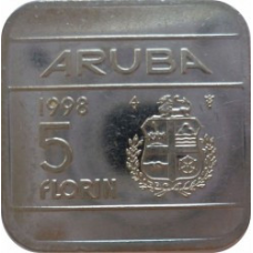 Монета 5 флоринів. 1998 рік, Аруба.