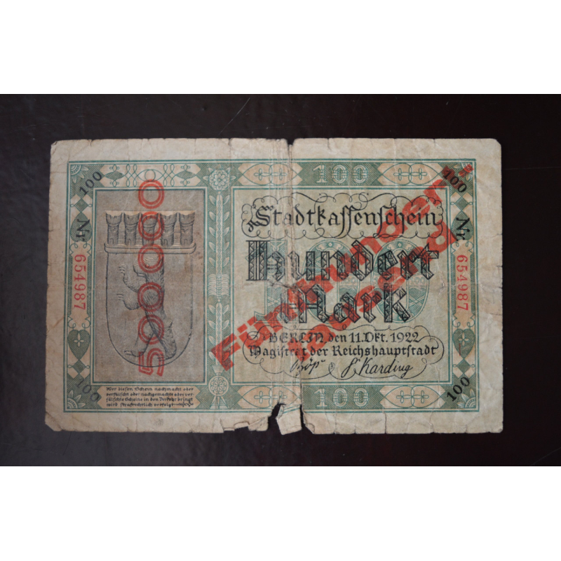Німеччина 100 марок (500000 марок) 1922 рік (Р-2) 3 Німеччина 100 марок (500000 марок) 1922 рік (Р-2) 3