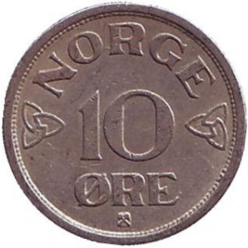 Монета 10 ері. 1954,57 рік, Норвегія.(БД) Монета 10 ері. 1954,57 рік, Норвегія.(БД)