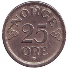 Монета 25 ері. 1952,57 рік, Норвегія.(БД)