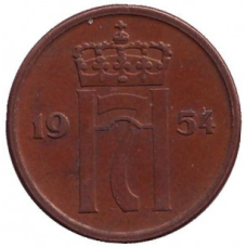 Монета 2 ері. 1954 рік, Норвегія. (БД)