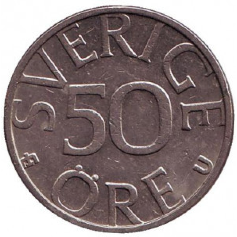Монета 50 ере. Король Карл XVI Густав (1975 - 2019) Швеція. Монета 50 ере. Король Карл XVI Густав (1975 - 2019) Швеція.